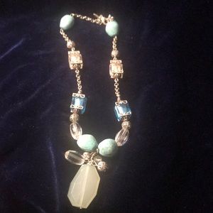 Vintage Avon Turquoise-Blue Glass Lucite Pendant